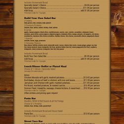 Buffet Catering Menu The Junction Aberdeen, SD - Buffet Style Pasta Bar, Street Tacos, and Salad